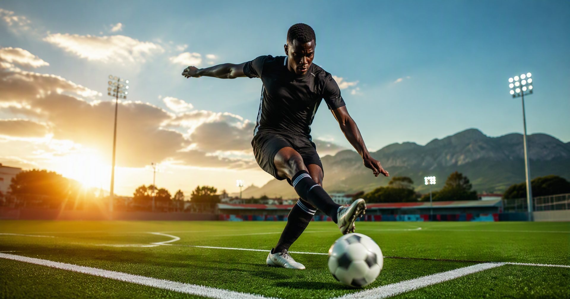Soccer player on SynGrass 40 artificial soccer turf